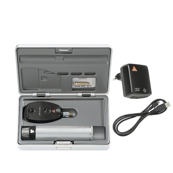 Heine BETA 200 Ophthalmoscope with BETA 4 NT rechargeable handle, NT 4 table charger- C-144.24.420