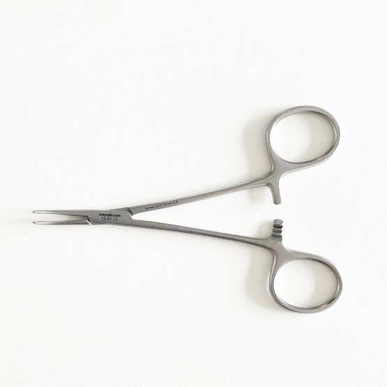 Hemostatic forceps - Micro-Halsted - curved (12.5 cm - 5