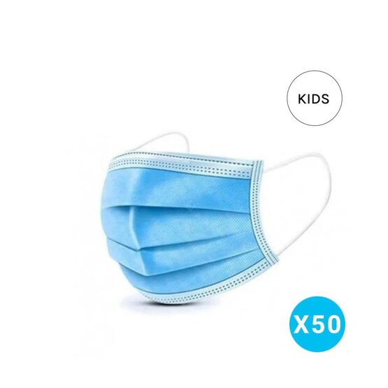 Surgical Face Masks , child ( 6 - 12 year) - blue / 50p- M254RE