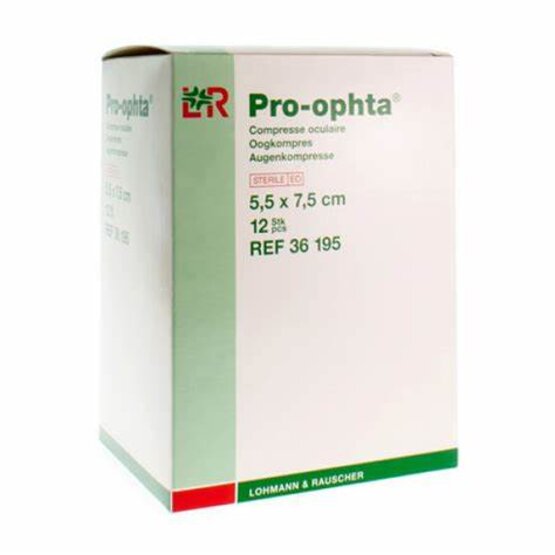 Pro-Ophta Oogcompressen 5.5 x 7.5 /12 stuks   -  steriel- 36195