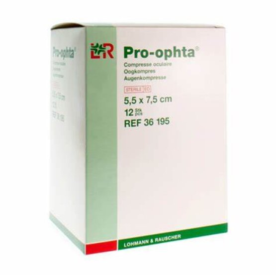 Pro-Ophta compresse oculaire 5.5 x 7.5 /12  pièces    - stérile- 36195