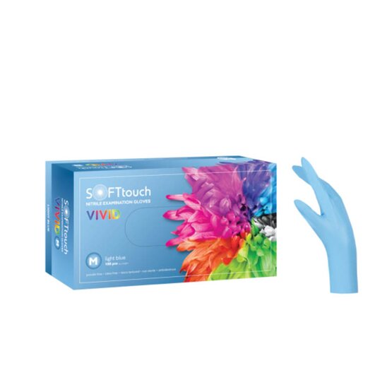 Examination gloves Nitrile Soft Touch Vivid Light Blue powder free Extra Large- 110271XL