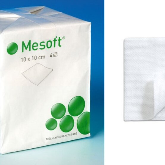 Mesoft Kompres non-woven niet steriel  10x10cm, 4-laags, p/200- 156300