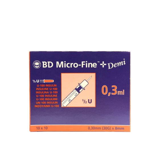 BD Micro-fine U-100 insulin  0,3ml - 0,33mm x 8mm- 324826