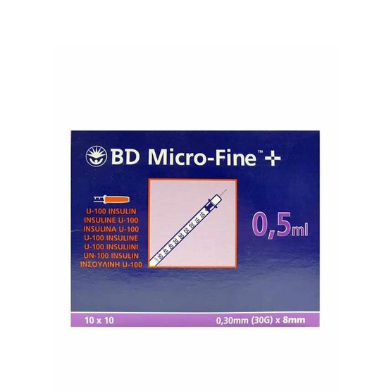 BD Micro-fine U-100 insulin 0,5ml  0,30mm x 8mm- 324825