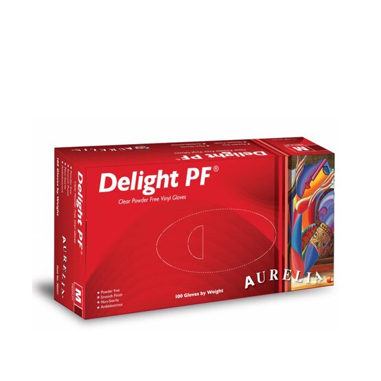 Gloves Aurelia Delight Lite Vinyl PF Clear - Large- 32228