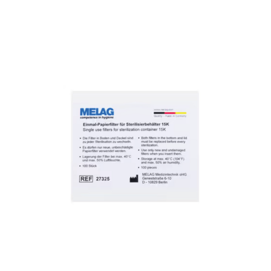 Paper filters Melag for 15K (11.5 x 10.5) / 100 p- 27325