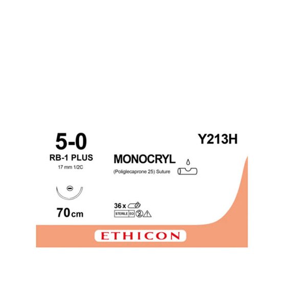 Monocryl  5/0, VIOLET , 17mm aiguille ( (RB-1PLUS),  70cm (l) fil / 36 pièces- Y213H