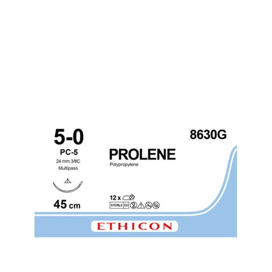 Prolene 5/0, bleu,  24mm aiguille (PC-5), 45cm  (l) fils- 8630G
