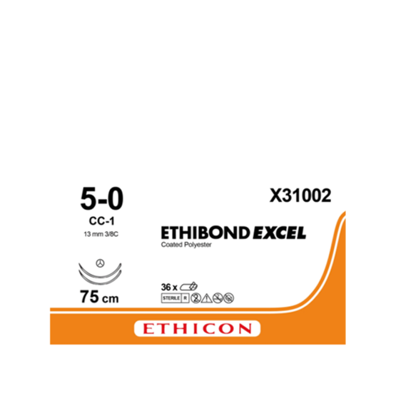 Ethibond 5/0, green, 13mm needle (CC-1), 75cm (l) /  36 pieces- X31002