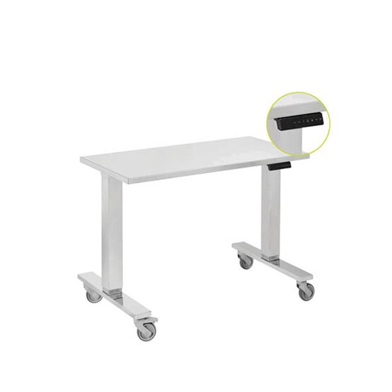 Mayotafel met elektrische hoogteverstelling - inox tafelblad
