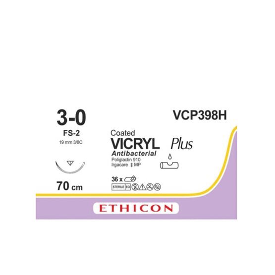 Vicryl PLUS 3/0, violet,  19mm needle ( FS-2), 70cm (l)  / 36 pieces- VCP398H