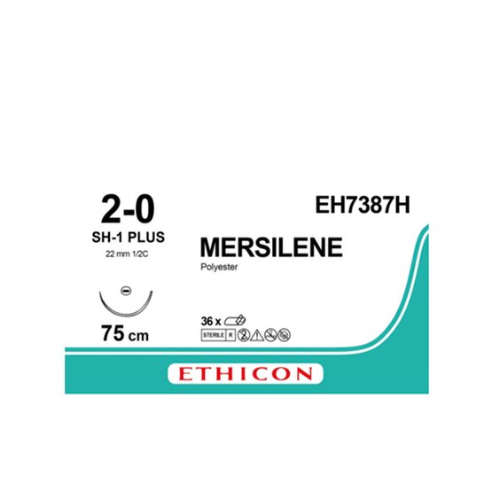Mersilene 2/0 , groen, 22mm naald ( SH-1 Plus), 75cm (l) draad- EH7387H