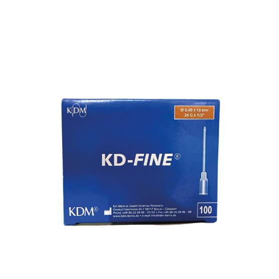 KDM naald /100p. (26G x 1/2 - 0.45 x 13mm) brown (vroeger 303800 )- 908327