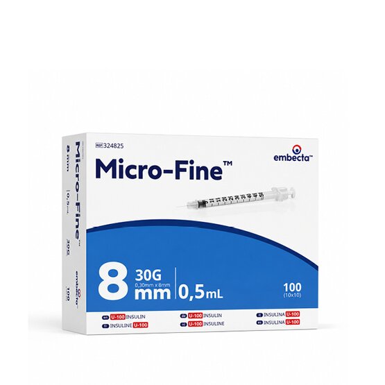 BD Micro-fine U-100 insulin 0,5ml  0,30mm x 8mm- 324825